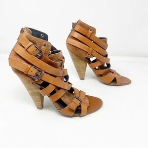 Trouve Strappy Open Toe Gladiator Ankle Cut Out Zipper Back Heel 7.5